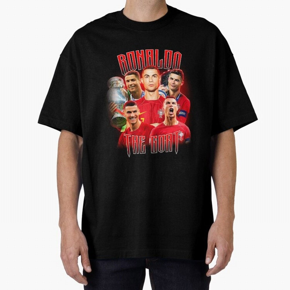 Cristiano Ronaldo The Goat Bootleg Oversized T-Shirt Celebrate Fan Culture around FIFA World Cup 2026 Spirit, Made for Argentina, Messi, Goal Celebration Energy, Supporter Heritage, Football Icons and Worldwide Tournament Joy; Great for Watch
