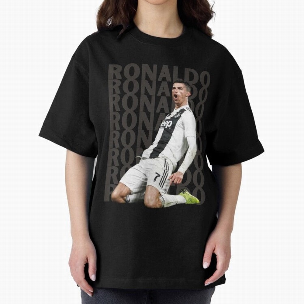 Cristiano Ronaldo | Portugal | Football | GOAT | Juventus Oversized T-Shirt Show Match Day Excitement for FIFA World Cup 2026 Group Stage for Fans of Messi and England and Germany, Bringing Global Supporter Spirit, Legendary Goals, National Colors