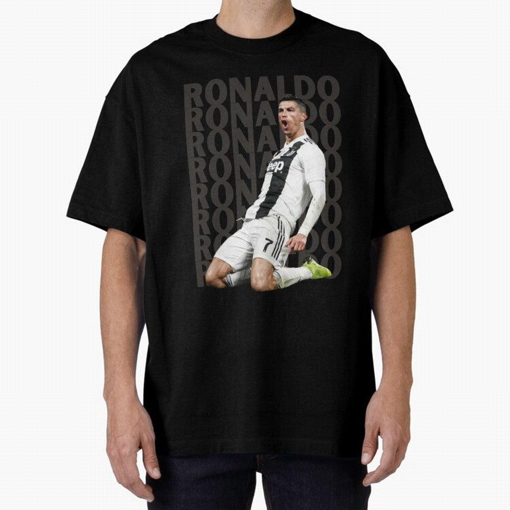 Cristiano Ronaldo | Portugal | Football | GOAT | Juventus Oversized T-Shirt Show Match Day Excitement for FIFA World Cup 2026 Group Stage for Fans of Messi and England and Germany, Bringing Global Supporter Spirit, Legendary Goals, National Colors