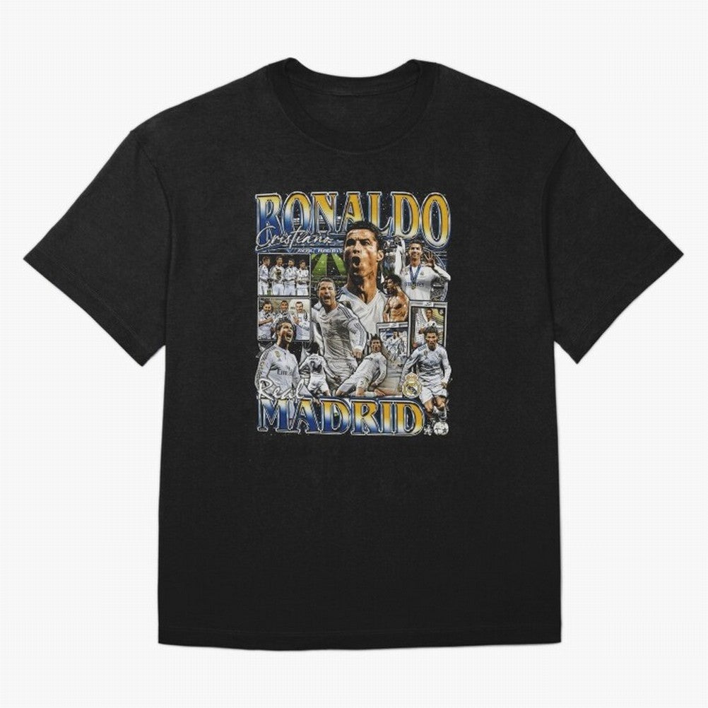 Cristiano Ronaldo Real Vintage Bootleg Oversized T-Shirt Represent the FIFA World Cup 2026 Group Stage Journey through Messi, Neymar and Mbappe Highlights, Spain and Netherlands Pride, Worldwide Fan Energy, Dramatic Goals, Stadium Lights and