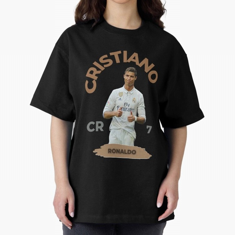 Essential Cristiano Ronaldo Siuuu Oversized T-Shirt Celebrate Soccer Greatness during Match Day Hype around FIFA World Cup 2026 Group Stage, Neymar, Haaland and Cristiano Ronaldo, Portugal, Spain and Germany, Match Day Excitement, Supporter