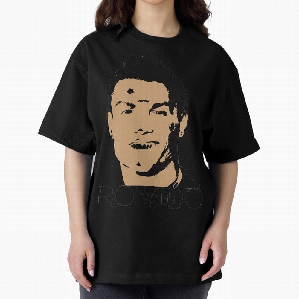 Portugal Football Captain Cristiano Ronaldo Vector Illustration Oversized T-Shirt Carry National Pride through Global Football Passion for FIFA World Cup 2026 USA Canada Mexico, Featuring Haaland and Mbappe, Portugal, Goal Celebration Energy,