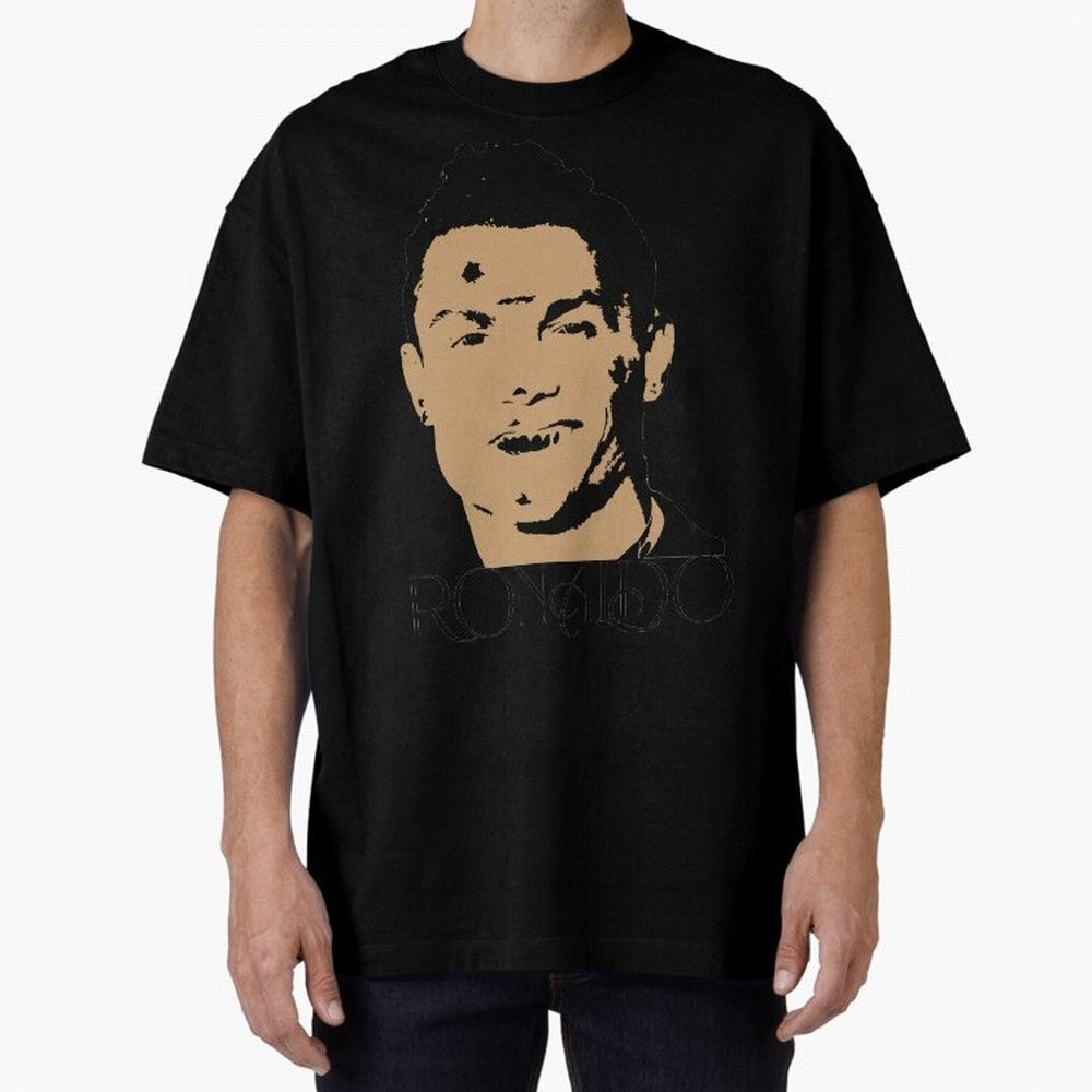 Portugal Football Captain Cristiano Ronaldo Vector Illustration Oversized T-Shirt Carry National Pride through Global Football Passion for FIFA World Cup 2026 USA Canada Mexico, Featuring Haaland and Mbappe, Portugal, Goal Celebration Energy,