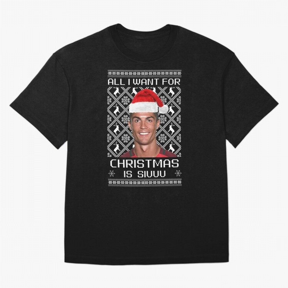 Cristiano Ronaldo Siuuu Christmas Oversized T-Shirt Celebrate Football Dreams Across FIFA World Cup 2026 USA Canada Mexico Inspired by Mbappe, England, France and Netherlands Energy, Supporter Pride, Iconic Celebrations, Legendary Names and Global