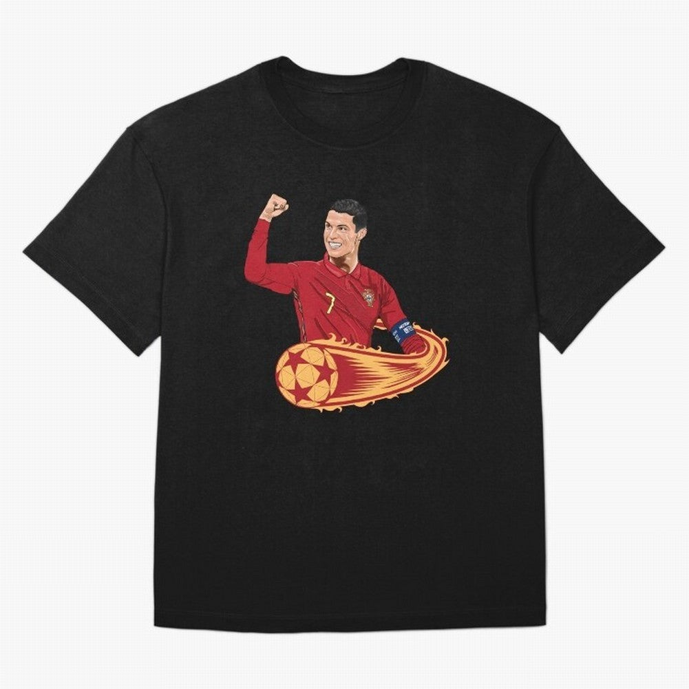 Cristiano Ronaldo drawing Oversized T-Shirt Mark Global Football Passion for FIFA World Cup 2026 USA Canada Mexico, Inspired by Messi, Spain and Netherlands, Champion Mindset, Group Stage Buzz, Knockout Tension and Passionate Fan Culture; Perfect