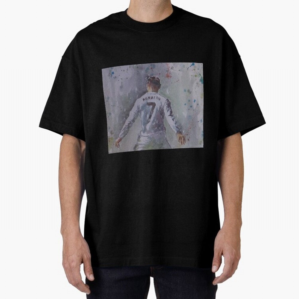Cristiano Ronaldo - Portrait 2 Oversized T-Shirt Celebrate Soccer Greatness during FIFA World Cup 2026 Group Stage Spirit, Built around Brazil, Portugal and Argentina, Messi, CR7 and Mbappe, Football History, Final Match Energy, Crowd Noise and