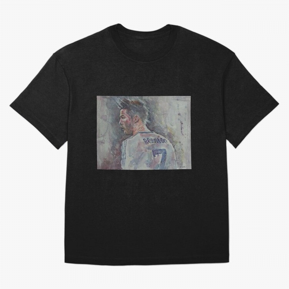 Cristiano Ronaldo - Portrait 1 Oversized T-Shirt Capture FIFA World Cup 2026 Group Stage Filled with CR7, France and Portugal Energy, Goal Celebration Energy, Supporter Heritage, Football Icons and Worldwide Tournament Joy; Great for Watch Parties,