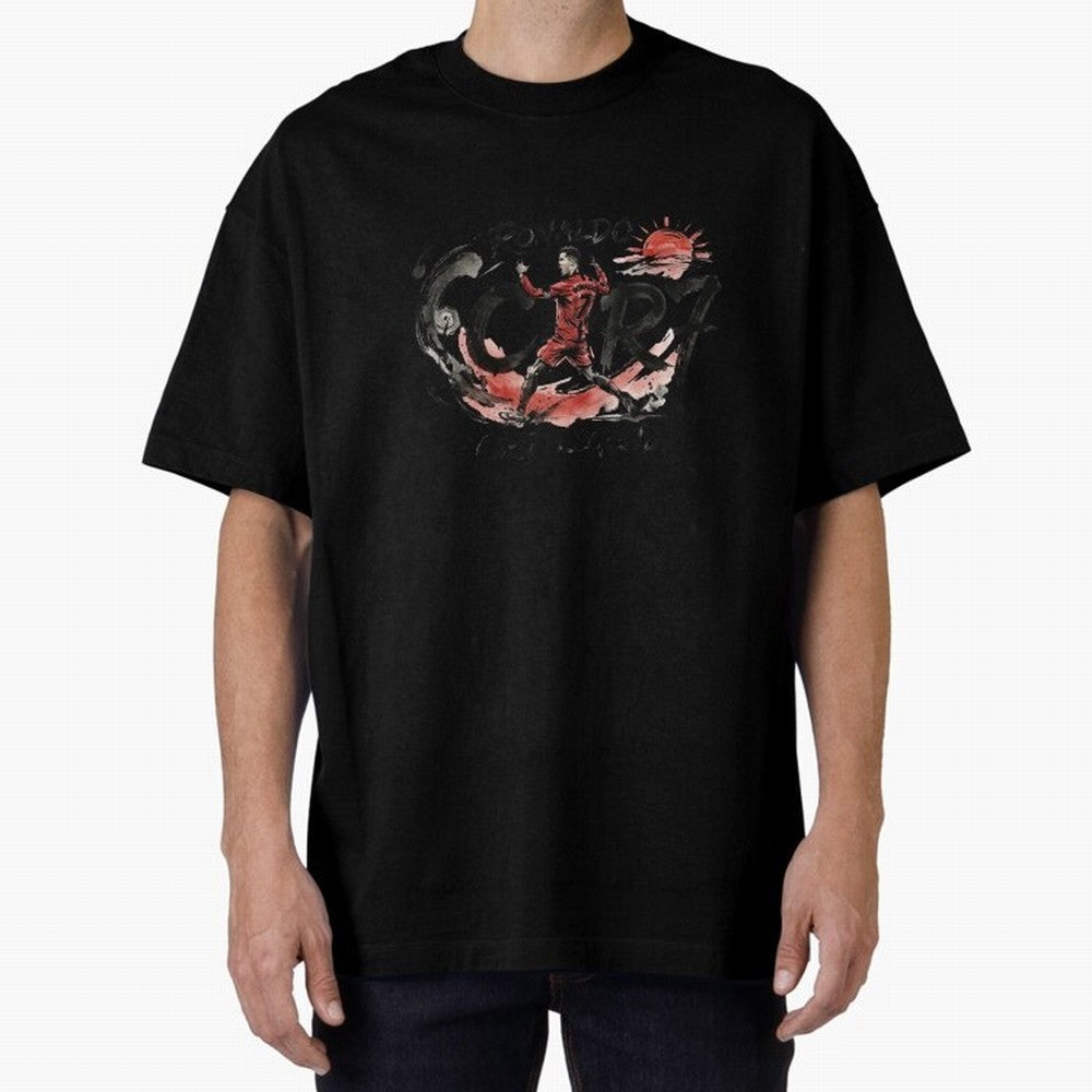 Cristiano Ronaldo CR7 Legend Japanese Ink Art Style Oversized T-Shirt Celebrate Football Dreams Across FIFA World Cup 2026 Spirit, Connected to France, Cristiano Ronaldo, Goal Celebration Energy, Supporter Heritage, Football Icons and Worldwide