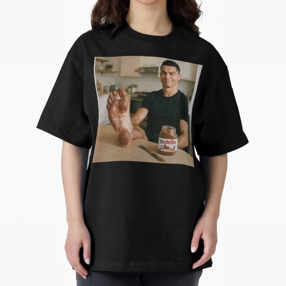 Ronaldo Nutella (LOW RES) Oversized T-Shirt Follow Global Football Passion for FIFA World Cup 2026 USA Canada Mexico, Driven by Haaland and Mbappe, Spain, Football Festival Excitement, Trophy Ambitions, Country Rivalries and Star Player Buzz; Made