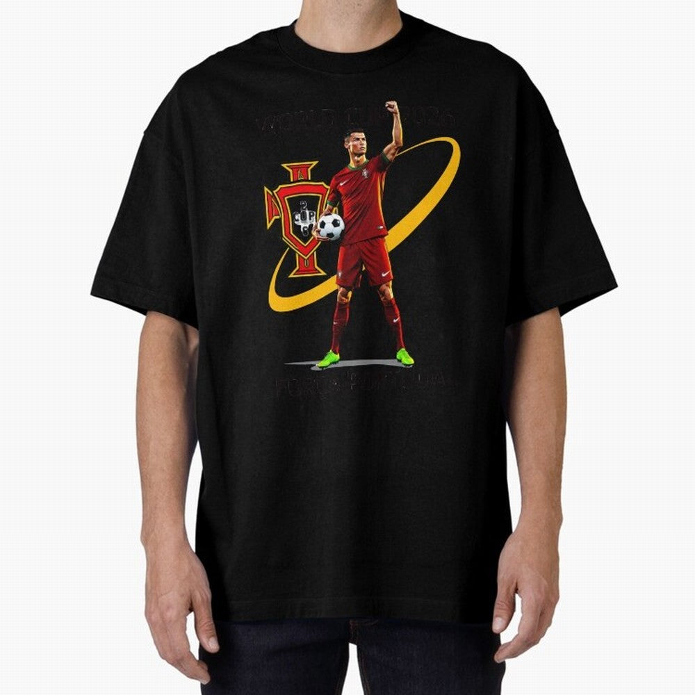 FIFA World Cup 2026 - Portugal Fan Oversized T-Shirt Celebrate Supporters United by FIFA World Cup 2026 Group Stage Built around Cristiano Ronaldo, Argentina, France and Brazil Energy, Match Day Excitement, Supporter Culture, Golden Goals and