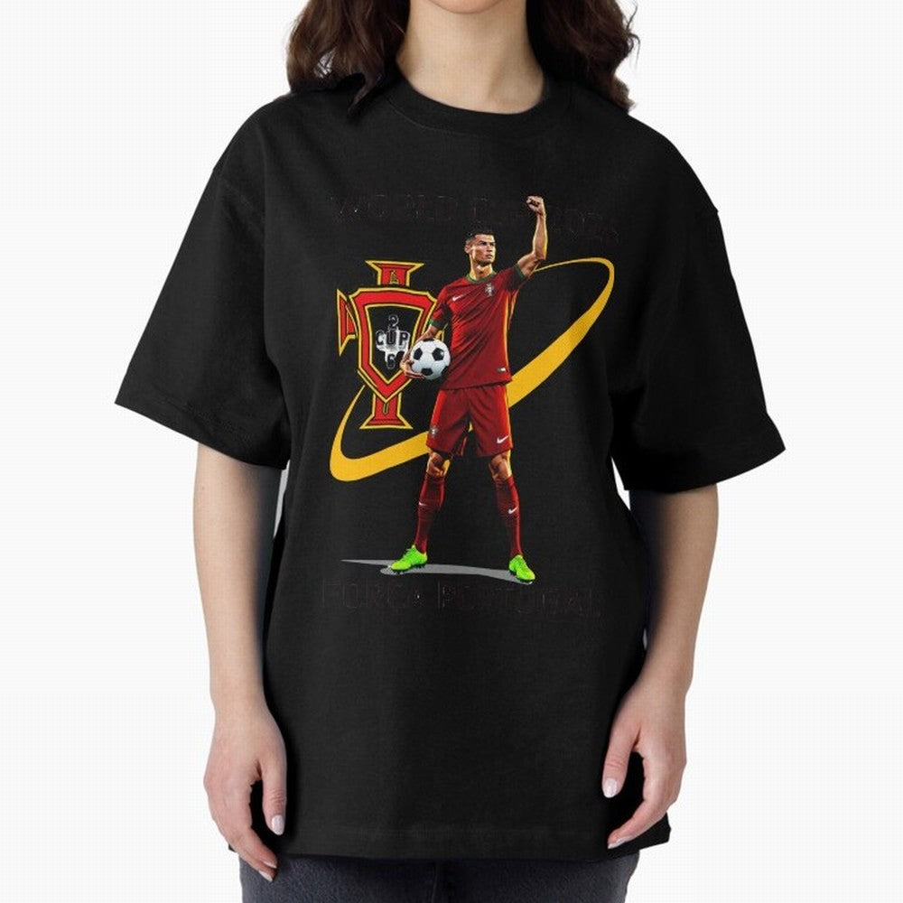 FIFA World Cup 2026 - Portugal Fan Oversized T-Shirt Celebrate Supporters United by FIFA World Cup 2026 Group Stage Built around Cristiano Ronaldo, Argentina, France and Brazil Energy, Match Day Excitement, Supporter Culture, Golden Goals and