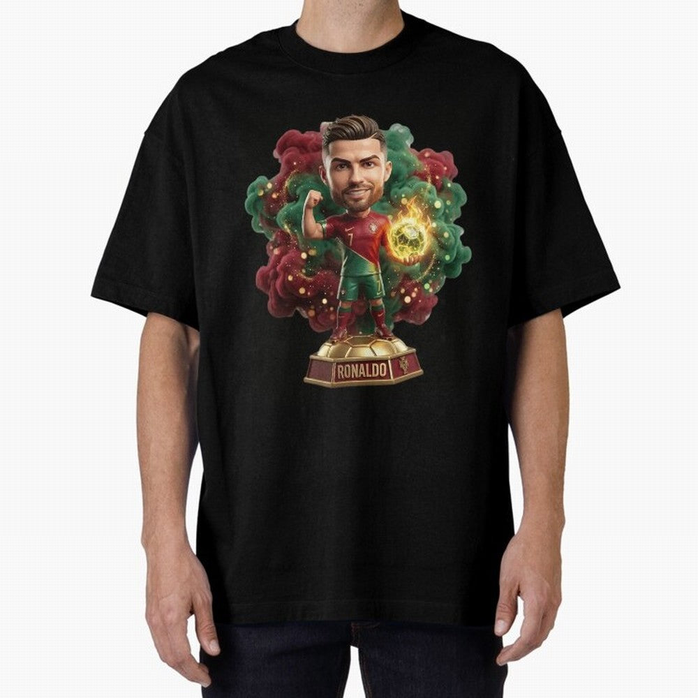 Ronaldo Portugal 2026 - Legend Soccer Chibi 3D Oversized T-Shirt Show Up for the Glory of the FIFA World Cup 2026 Journey through Haaland Highlights, Spain Pride, Goal Celebration Energy, Supporter Heritage, Football Icons and Worldwide Tournament