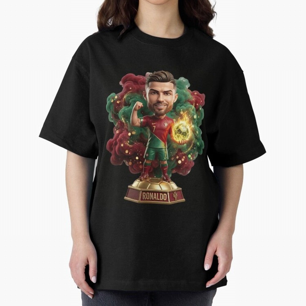 Ronaldo Portugal 2026 - Legend Soccer Chibi 3D Oversized T-Shirt Show Up for the Glory of the FIFA World Cup 2026 Journey through Haaland Highlights, Spain Pride, Goal Celebration Energy, Supporter Heritage, Football Icons and Worldwide Tournament