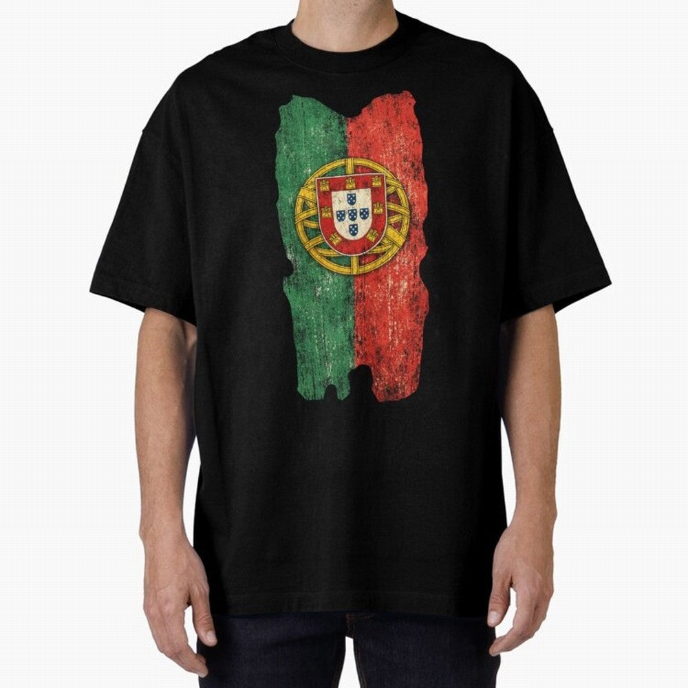 Vintage Portugal Flag Soccer Fan Design Oversized T-Shirt Make Game Day About FIFA World Cup 2026 Group Stage for Fans of Haaland and Mbappe and Argentina, France and Brazil, Bringing Supporter Pride, Iconic Celebrations, Legendary Names and Global
