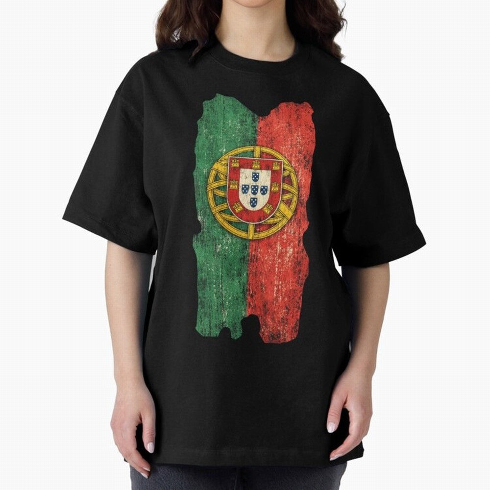 Vintage Portugal Flag Soccer Fan Design Oversized T-Shirt Make Game Day About FIFA World Cup 2026 Group Stage for Fans of Haaland and Mbappe and Argentina, France and Brazil, Bringing Supporter Pride, Iconic Celebrations, Legendary Names and Global