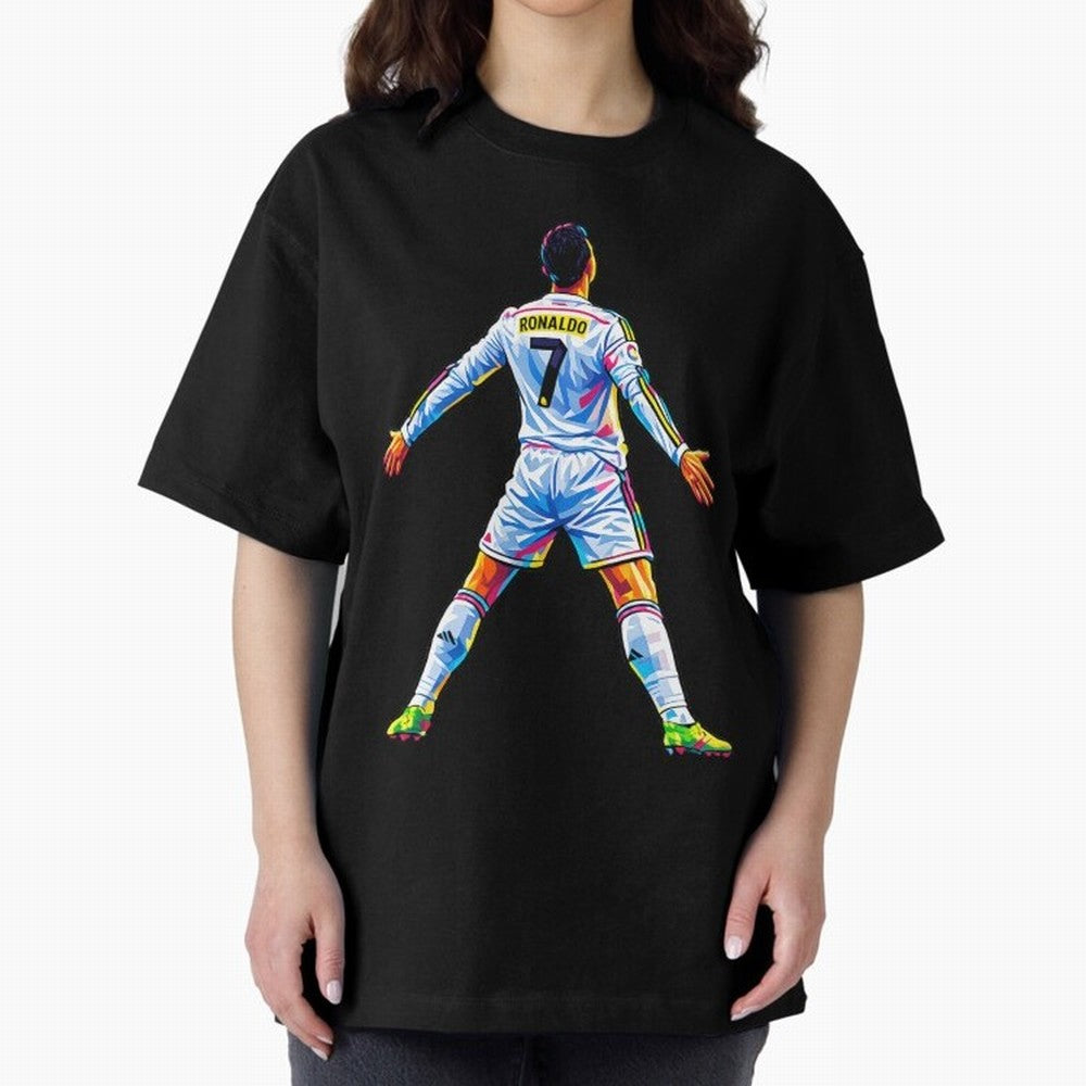 The GOAT Ronaldo Oversized T-Shirt Follow FIFA World Cup 2026 USA Canada Mexico for Fans of Neymar, Haaland and Cristiano Ronaldo and Argentina, Bringing Championship Spirit, Famous Goals, Roaring Crowds and International Football Unity; Ideal for