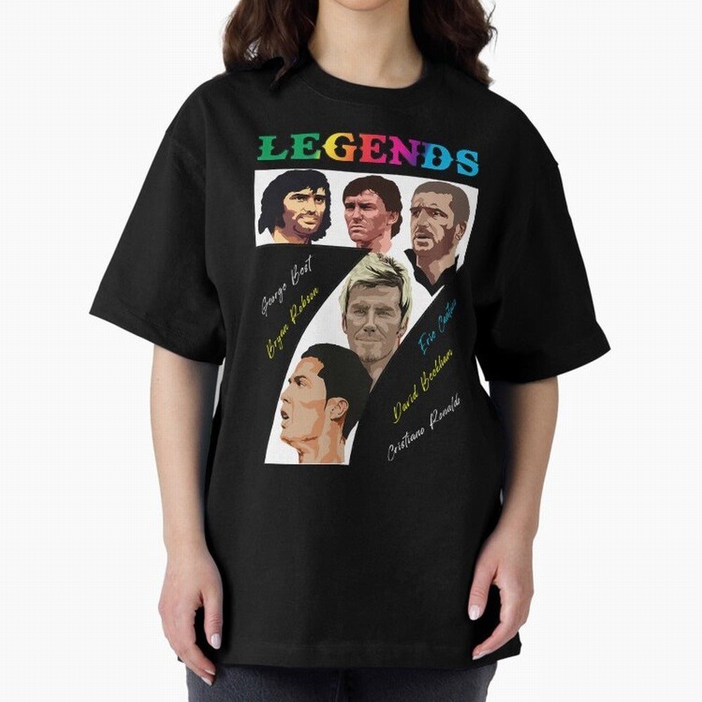 LEGENDS OF FOOTBALL Oversized T-Shirt Show Your Love for Match Day Hype around FIFA World Cup 2026, CR7 and Messi, England, Championship Spirit, Famous Goals, Roaring Crowds and International Football Unity; Built for Supporters Chasing Trophy