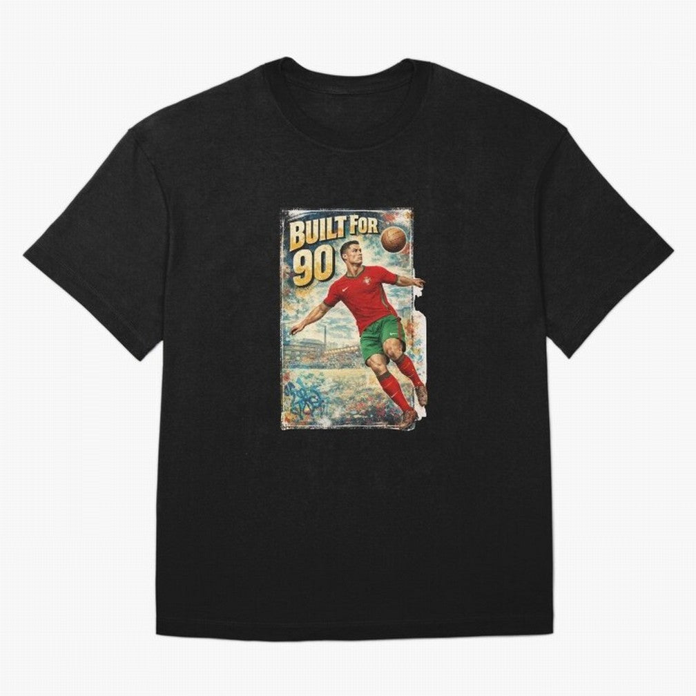 Built For 90 ¨C Vintage Football Streetwear Poster Oversized T-Shirt Relive Match Day Hype around FIFA World Cup 2026 USA Canada Mexico, Neymar, France, Tournament Hype, Historic Matchups, Family Viewing Parties and Global Sports Pride; Created for