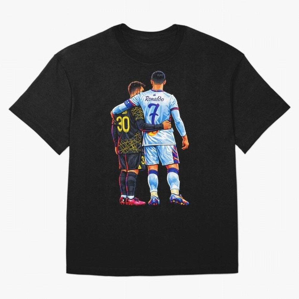 2 GOATS Oversized T-Shirt Celebrate National Team Dreams in Global Football Passion for FIFA World Cup 2026, Connected to Messi, Neymar and Mbappe, Portugal, Spain and Germany, Football Passion, Legendary Performances, Festival Vibes and Supporter