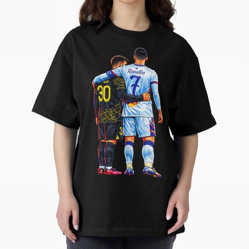2 GOATS Oversized T-Shirt Celebrate National Team Dreams in Global Football Passion for FIFA World Cup 2026, Connected to Messi, Neymar and Mbappe, Portugal, Spain and Germany, Football Passion, Legendary Performances, Festival Vibes and Supporter