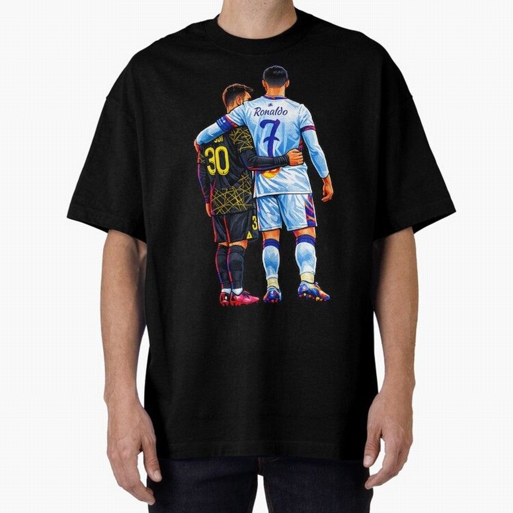 2 GOATS Oversized T-Shirt Celebrate National Team Dreams in Global Football Passion for FIFA World Cup 2026, Connected to Messi, Neymar and Mbappe, Portugal, Spain and Germany, Football Passion, Legendary Performances, Festival Vibes and Supporter