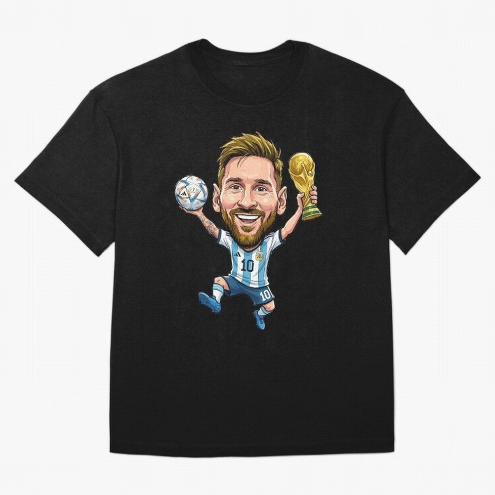Messi Campion Caricatur Oversized T-Shirt Bring Bold Fan Energy to FIFA World Cup 2026 Inspired by Cristiano Ronaldo, Haaland and CR7, France Energy, Football History, Final Match Energy, Crowd Noise and Once in a Lifetime Moments; Perfect for
