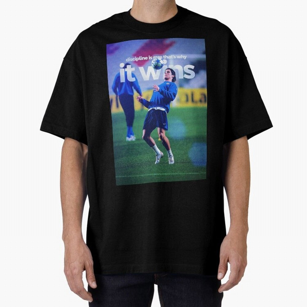Cristiano Ronaldo - Discipline is rare that's why it wins Oversized T-Shirt Step into FIFA World Cup 2026 Spirit, Built around Argentina, France and Brazil, Messi, CR7 and Mbappe, Match Day Excitement, Supporter Culture, Golden Goals and Global