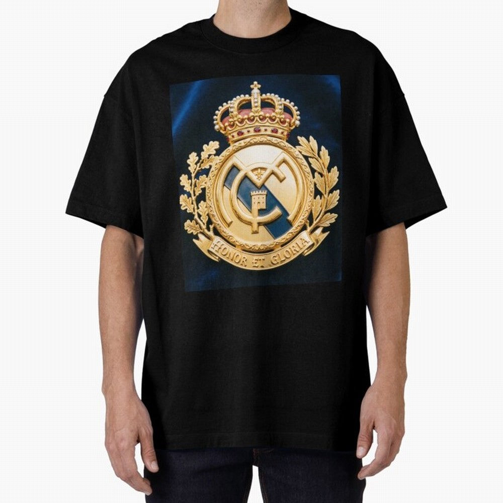 Madrid Honor y Gloria Oversized T-Shirt Bring Bold Fan Energy to Global Football Passion for FIFA World Cup 2026 Group Stage, Inspired by Neymar, Haaland and Cristiano Ronaldo, England, Worldwide Fan Energy, Dramatic Goals, Stadium Lights and