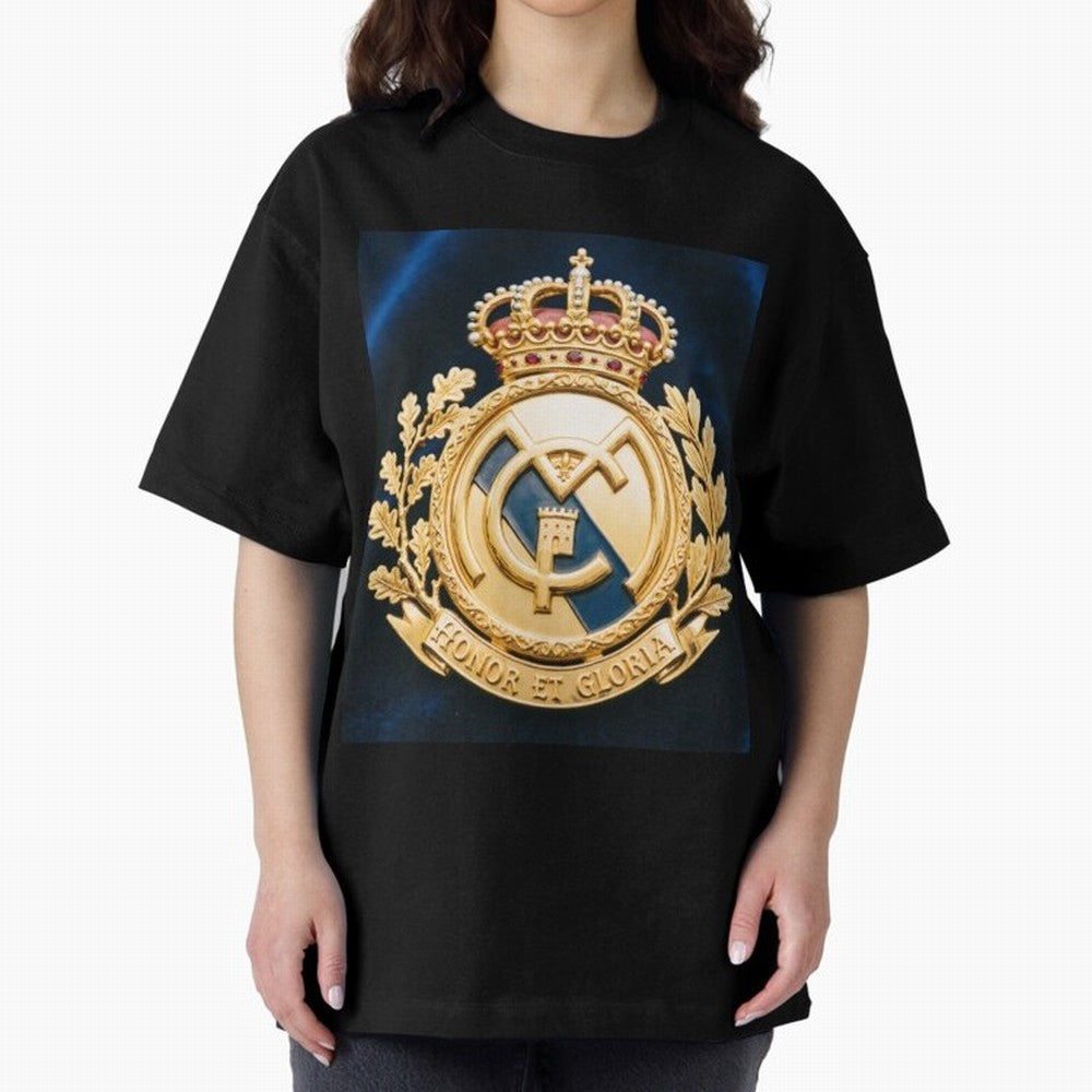 Madrid Honor y Gloria Oversized T-Shirt Bring Bold Fan Energy to Global Football Passion for FIFA World Cup 2026 Group Stage, Inspired by Neymar, Haaland and Cristiano Ronaldo, England, Worldwide Fan Energy, Dramatic Goals, Stadium Lights and