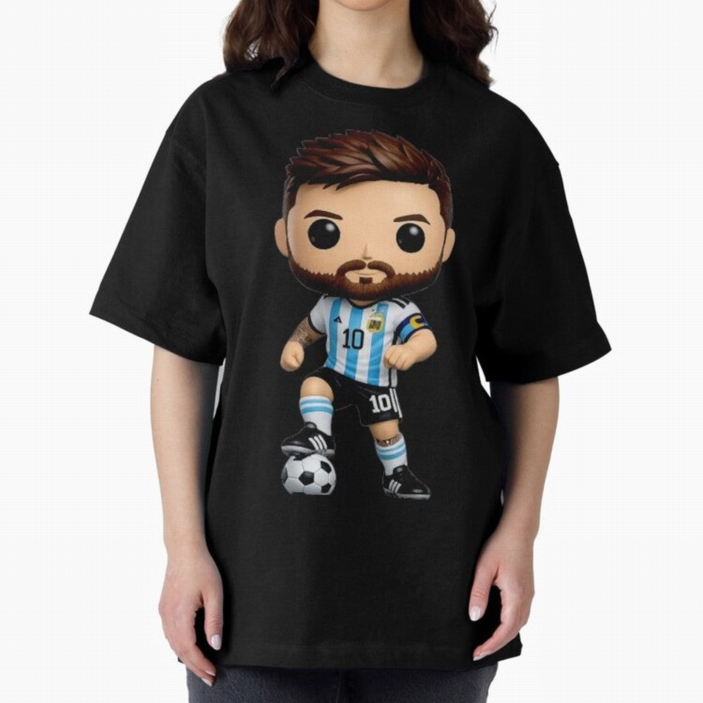 Lionel Messi Figurine Oversized T-Shirt Capture FIFA World Cup 2026 USA Canada Mexico Driven by CR7, Portugal Energy, Stadium Chants, National Pride, Trophy Dreams and Unforgettable Football Memories; Created for Match Day Parties, Soccer Gifts,