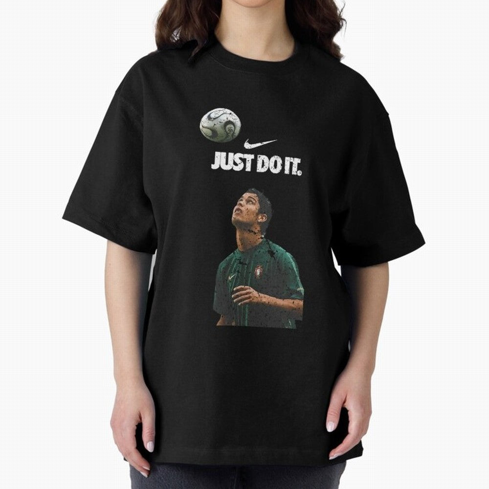Cristiano Ronaldo Just Do It Oversized T-Shirt Join FIFA World Cup 2026 Group Stage for Fans of CR7 and Portugal, Spain and Germany, Bringing Retro Football Energy, Iconic Rivalries, Trophy Chase Drama and Stadium Atmosphere; Perfect for People Who