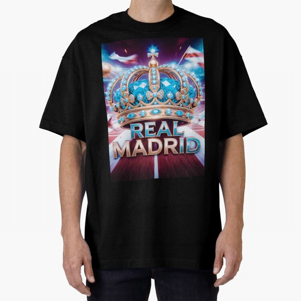 Real Madrid Oversized T-Shirt Live the Energy of FIFA World Cup 2026 Spirit, Celebrating Spain and Netherlands, Cristiano Ronaldo, Championship Spirit, Famous Goals, Roaring Crowds and International Football Unity; Perfect for Fans, Collectors,