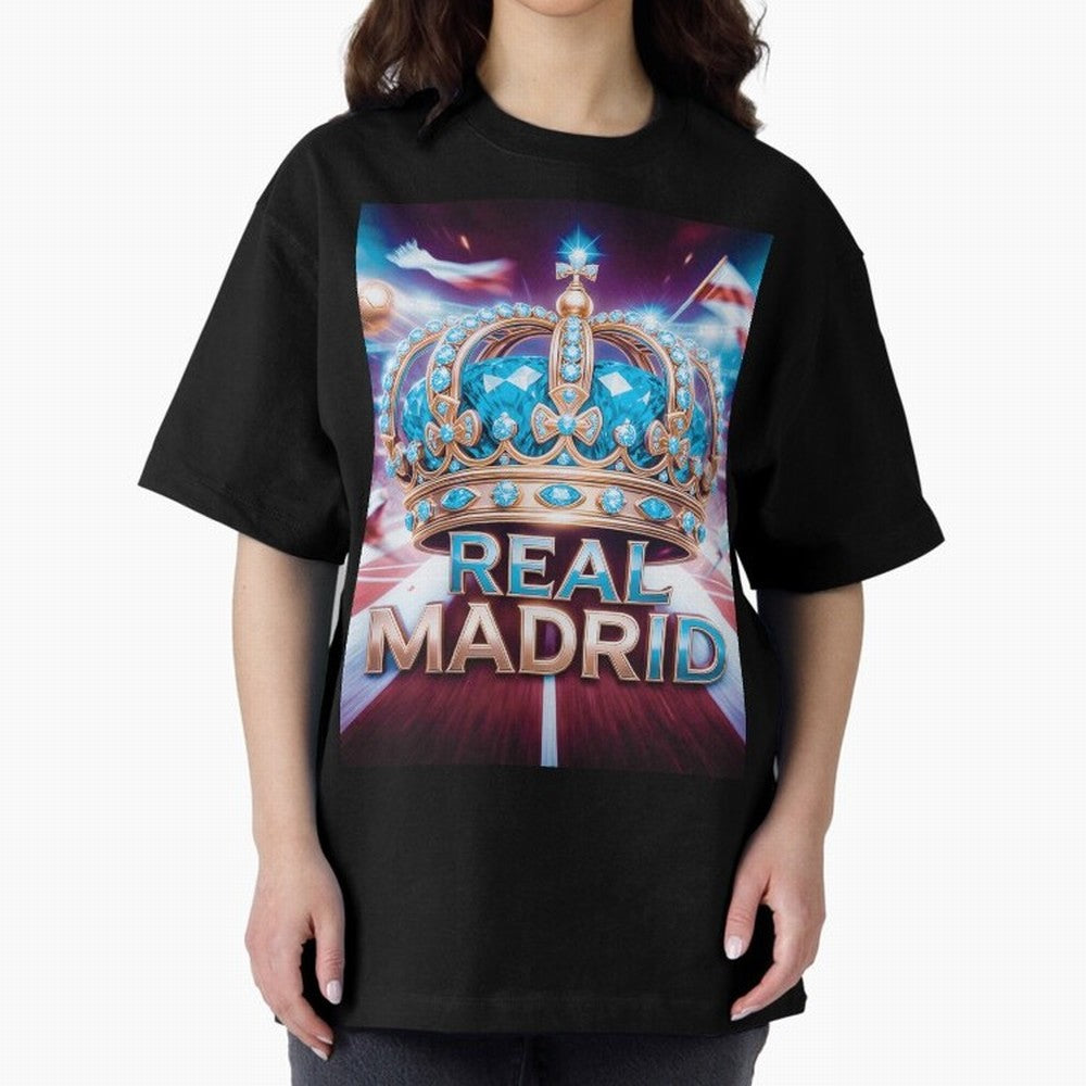 Real Madrid Oversized T-Shirt Live the Energy of FIFA World Cup 2026 Spirit, Celebrating Spain and Netherlands, Cristiano Ronaldo, Championship Spirit, Famous Goals, Roaring Crowds and International Football Unity; Perfect for Fans, Collectors,