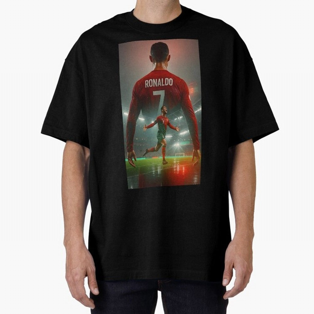 Christiano Ronaldo Oversized T-Shirt Follow the Final Road of FIFA World Cup 2026 Spirit, Capturing France and Portugal, Messi and Cristiano Ronaldo, Goal Celebration Energy, Supporter Heritage, Football Icons and Worldwide Tournament Joy; Ideal