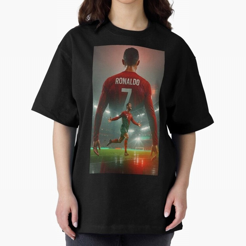 Christiano Ronaldo Oversized T-Shirt Follow the Final Road of FIFA World Cup 2026 Spirit, Capturing France and Portugal, Messi and Cristiano Ronaldo, Goal Celebration Energy, Supporter Heritage, Football Icons and Worldwide Tournament Joy; Ideal