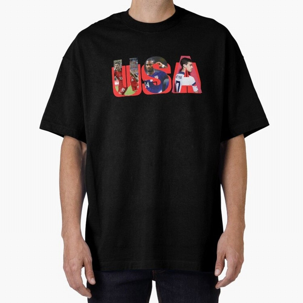 USA Soccer Cristian Pulisic, Haji Wright, Gio Reyna Oversized T-Shirt Cheer for FIFA World Cup 2026 USA Canada Mexico for Fans of Messi, Neymar and Mbappe and Spain, Bringing Stadium Chants, National Pride, Trophy Dreams and Unforgettable Football