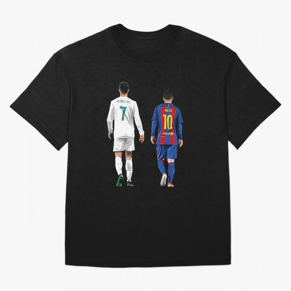 Cristiano Ronaldo And Messi Oversized T-Shirt Celebrate Football Heritage in Global Football Passion for FIFA World Cup 2026 USA Canada Mexico, with Cristiano Ronaldo, Haaland and CR7, Spain, Worldwide Fan Energy, Dramatic Goals, Stadium Lights and