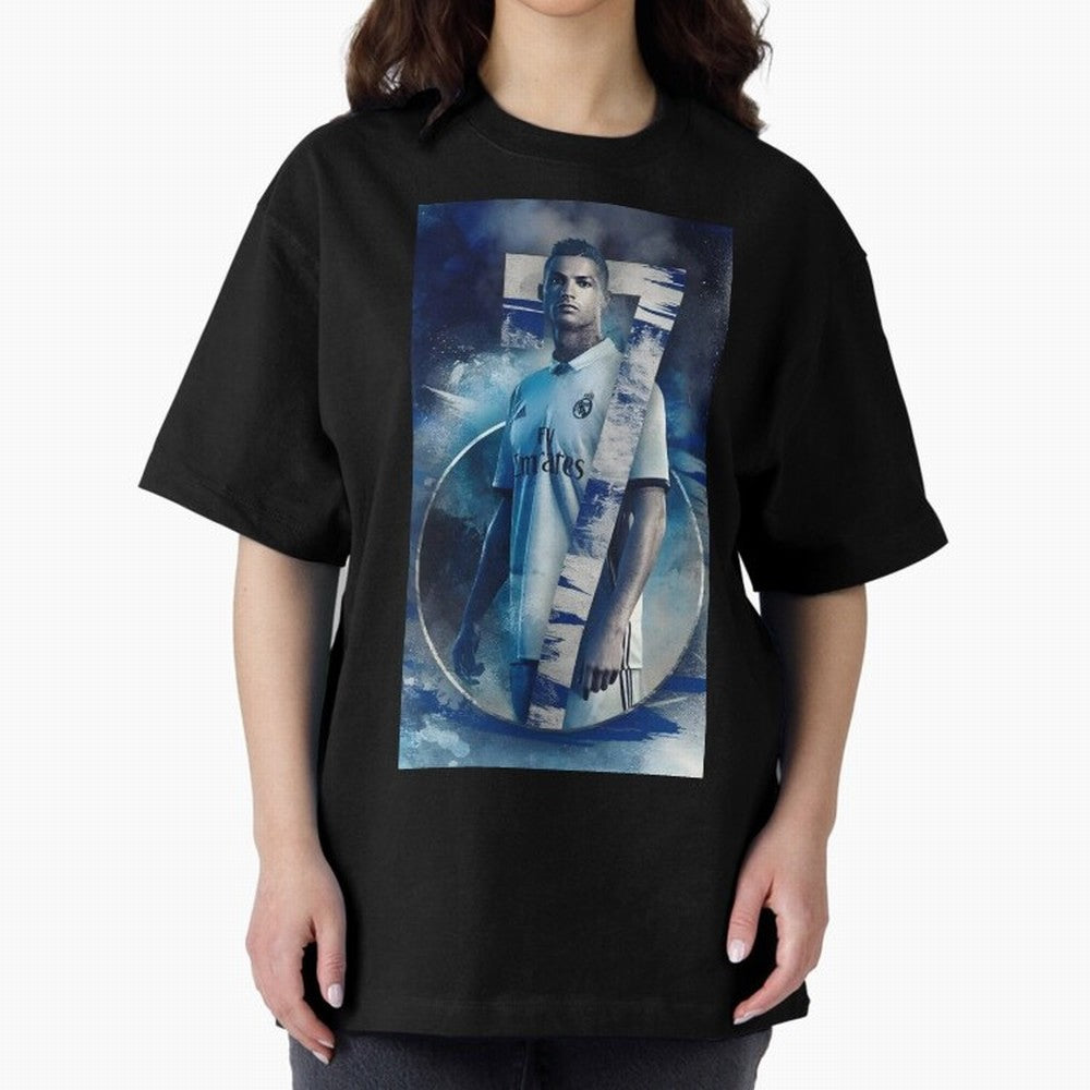 Cr7 art design wallpaper Oversized T-Shirt Honor Football Greatness during Match Day Hype around FIFA World Cup 2026, Cristiano Ronaldo, Haaland and CR7, Netherlands, Retro Football Energy, Iconic Rivalries, Trophy Chase Drama and Stadium