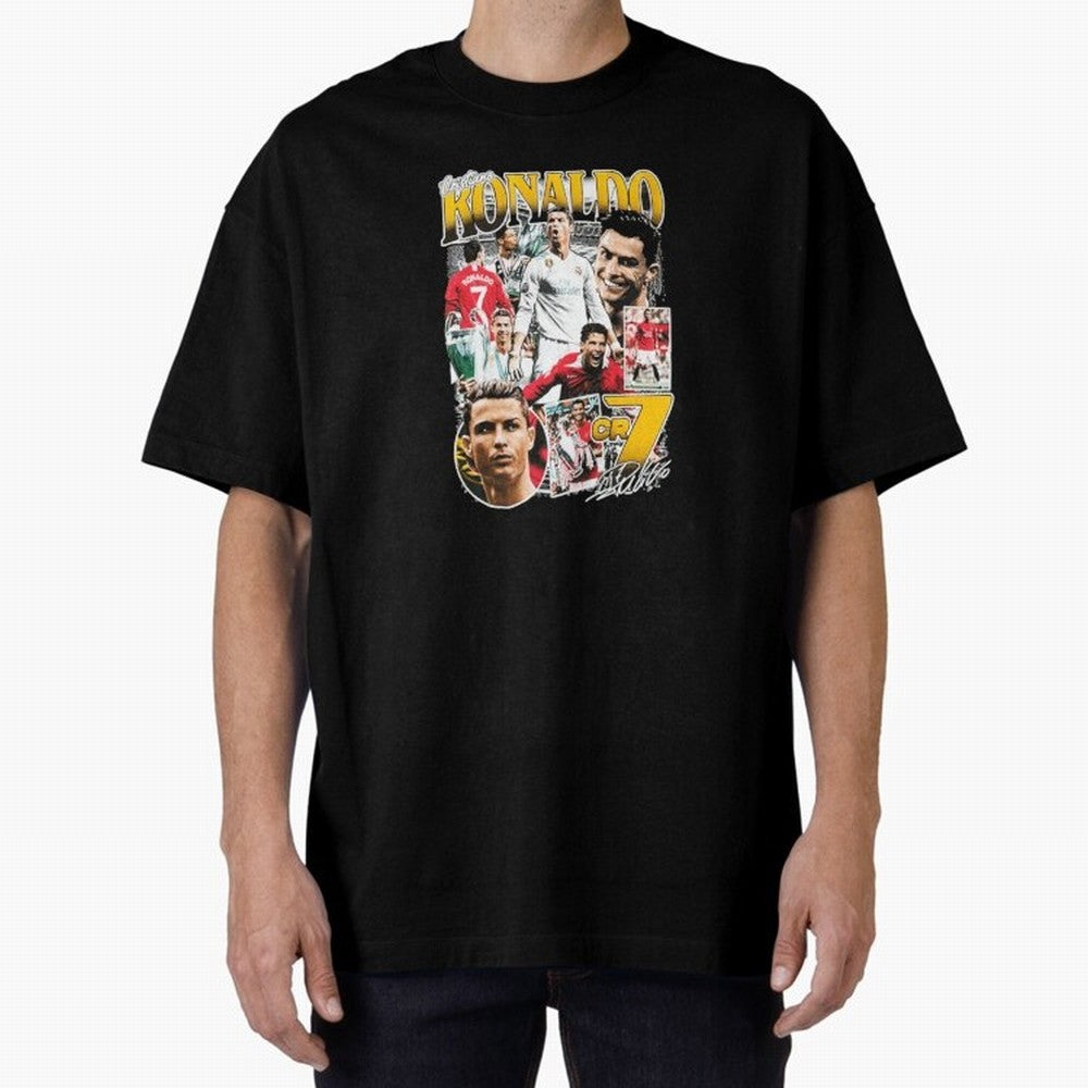 Cristiano Ronaldo Cr7 Collage Oversized T-Shirt Bring Stadium Energy to the FIFA World Cup 2026 Journey through CR7 and Messi Highlights, England, France and Netherlands Pride, Supporter Pride, Iconic Celebrations, Legendary Names and Global Match