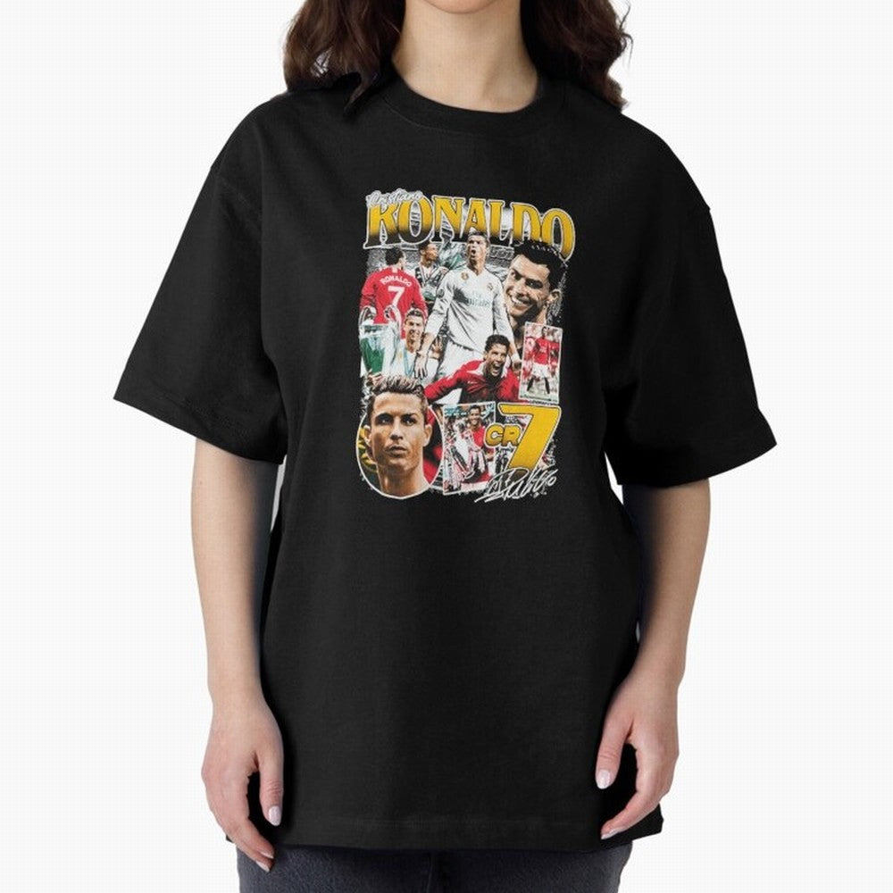 Cristiano Ronaldo Cr7 Collage Oversized T-Shirt Bring Stadium Energy to the FIFA World Cup 2026 Journey through CR7 and Messi Highlights, England, France and Netherlands Pride, Supporter Pride, Iconic Celebrations, Legendary Names and Global Match