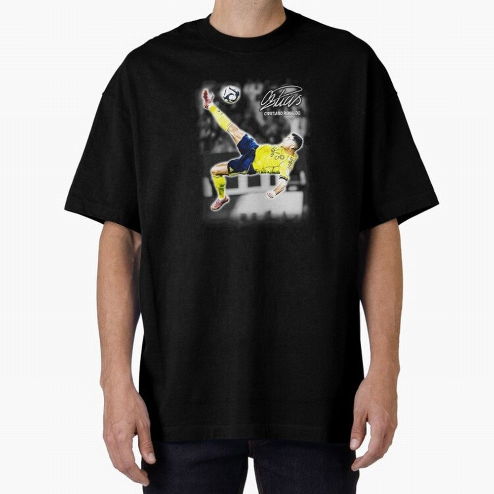 Cristiano Ronaldo Bicycle Kick Oversized T-Shirt Bring International Match Energy to FIFA World Cup 2026 USA Canada Mexico for Fans of Neymar and Brazil, Portugal and Argentina, Bringing Classic Soccer Heritage, Championship Pressure, Fan Loyalty