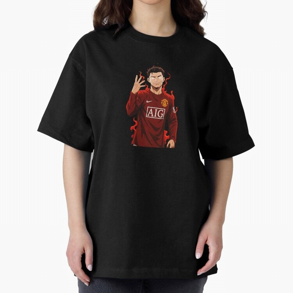 Cristiano Ronaldo Anime Art Blue Lock Inspired Football Legend Oversized T-Shirt Honor the Football Icons of FIFA World Cup 2026 Group Stage Centered on Neymar, Haaland and Cristiano Ronaldo, Portugal Energy, Champion Mindset, Group Stage Buzz,