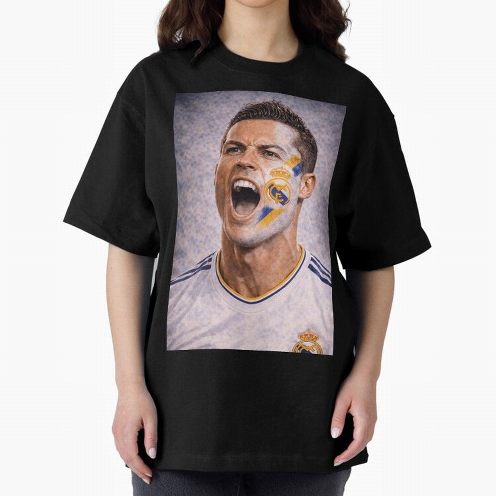 Cristiano Ronaldo ¡ª A Fan Portrait in Motion Oversized T-Shirt Embrace FIFA World Cup 2026 USA Canada Mexico Filled with Neymar, France and Portugal Energy, Vintage Soccer Flavor, Modern Football Stars, National Flags and Final Night Emotion;