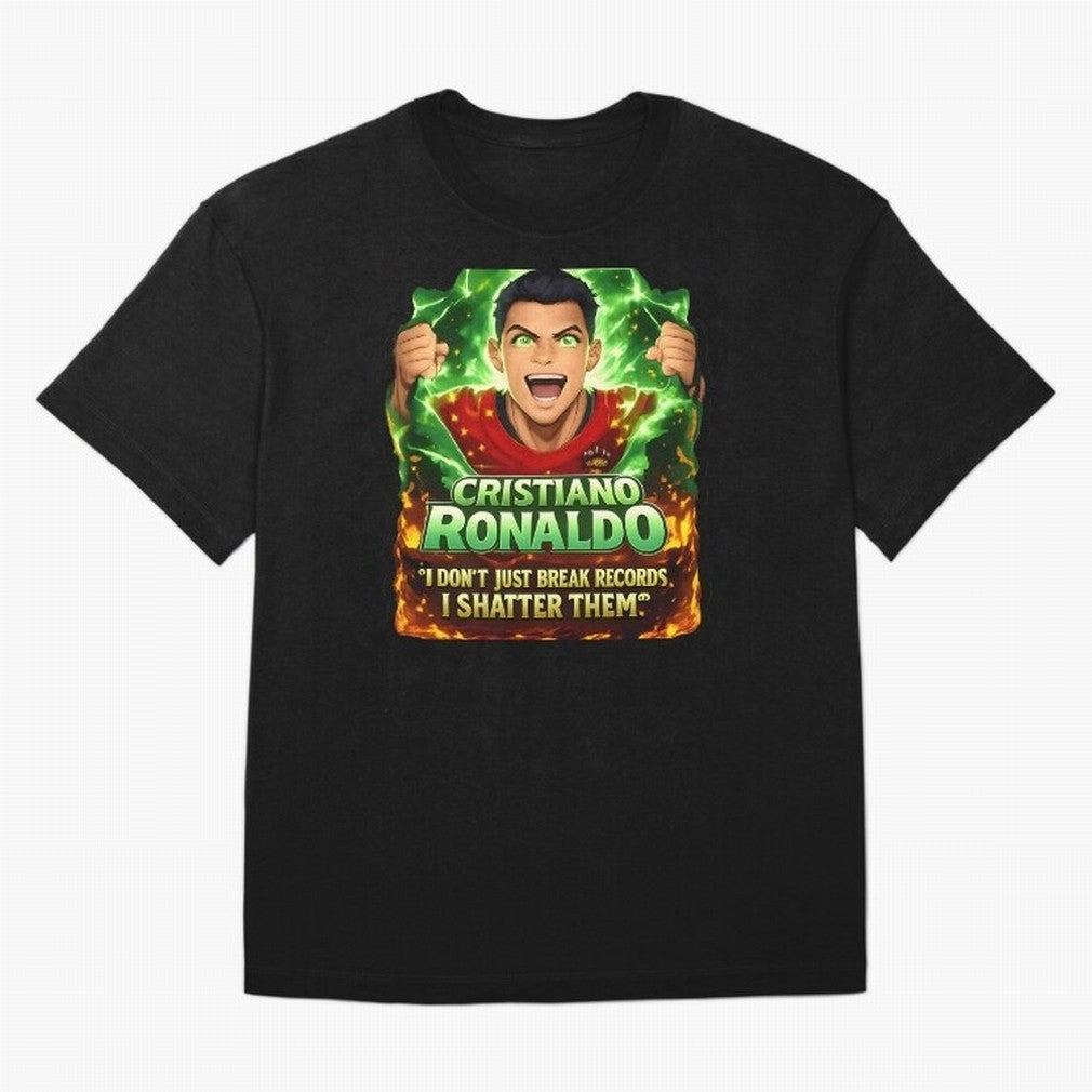 Cristiano Ronaldo Power Art Poster ¨C Legendary Football Motivation Design Oversized T-Shirt Carry National Pride through Match Day Hype around FIFA World Cup 2026 Group Stage, Messi, Neymar and Mbappe, France and Portugal, Stadium Memories,