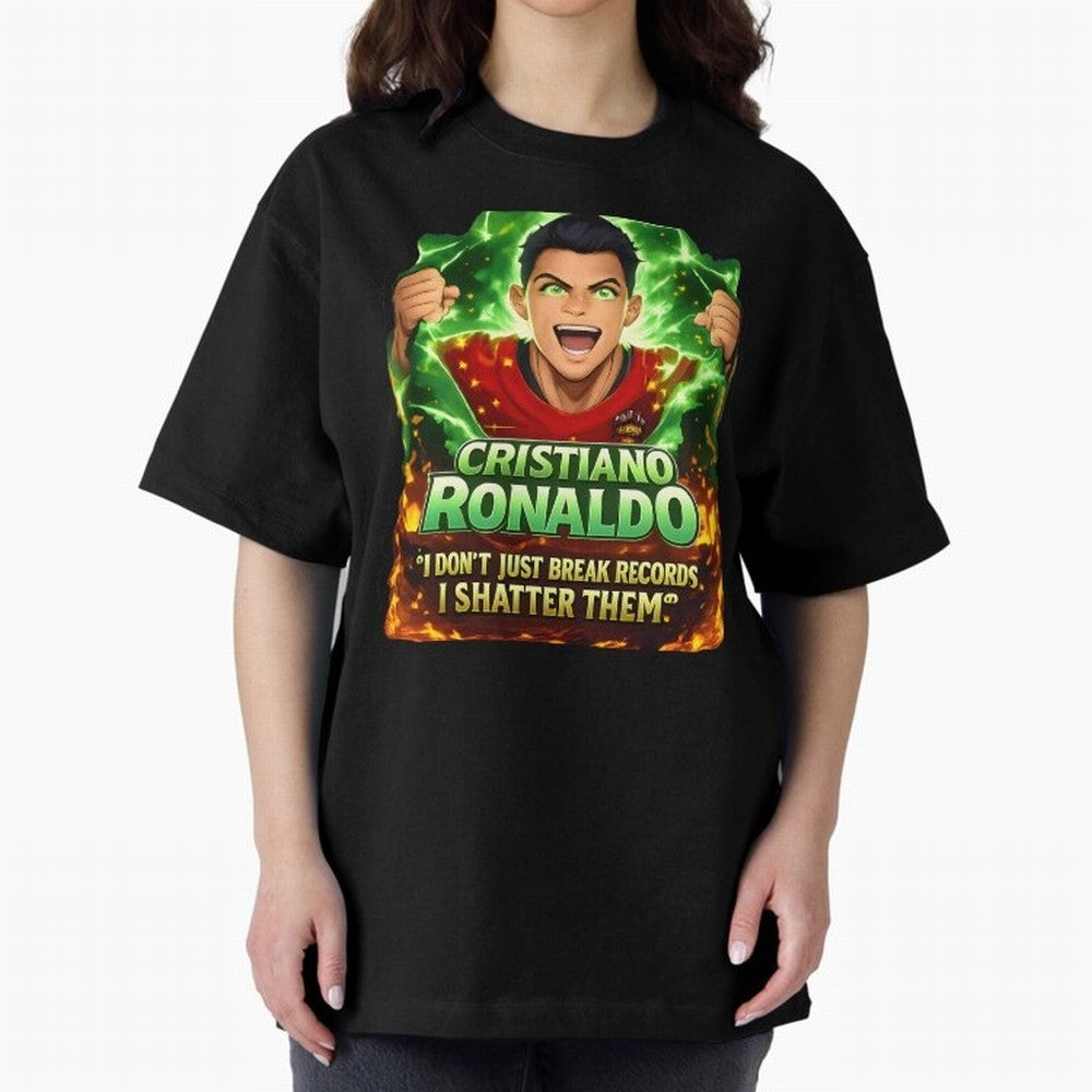 Cristiano Ronaldo Power Art Poster ¨C Legendary Football Motivation Design Oversized T-Shirt Carry National Pride through Match Day Hype around FIFA World Cup 2026 Group Stage, Messi, Neymar and Mbappe, France and Portugal, Stadium Memories,
