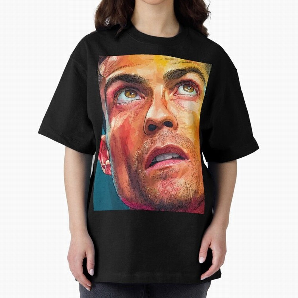 Cristiano Ronaldo Football Soccer Player Intense Color Portrait Oversized T-Shirt Back Your Heroes with the FIFA World Cup 2026 Journey through CR7 Highlights, Brazil, Portugal and Argentina Pride, Global Supporter Spirit, Legendary Goals, National