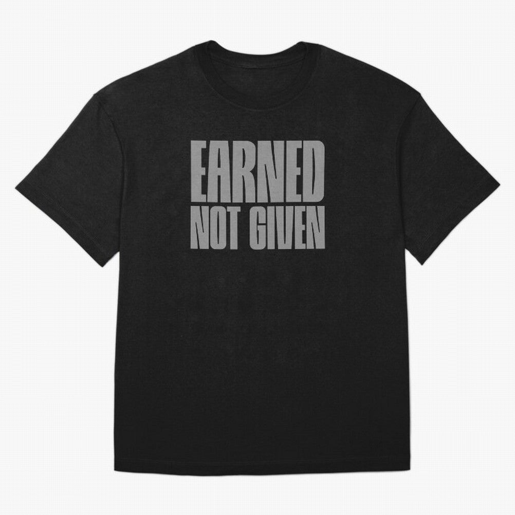 Earned not given grey 2 Oversized T-Shirt Bring Match Day Fire to FIFA World Cup 2026 Group Stage Spirit, Featuring Argentina and Brazil, Mbappe, Match Day Excitement, Supporter Culture, Golden Goals and Global Football Passion; Ideal for Football