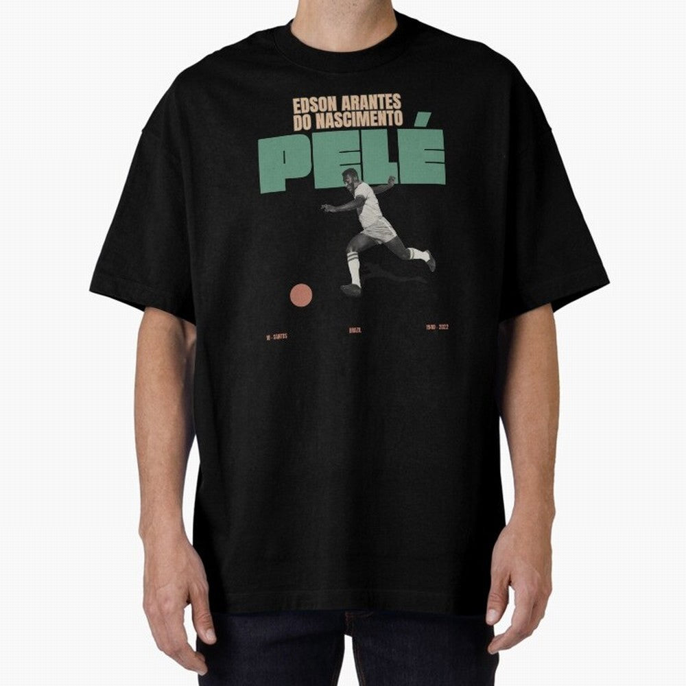 Pele Minimalist Oversized T-Shirt Celebrate FIFA World Cup 2026 Spirit, Connected to England, France and Netherlands, Neymar, Global Supporter Spirit, Legendary Goals, National Colors and Tournament Celebration; Great for Watch Parties, Sports