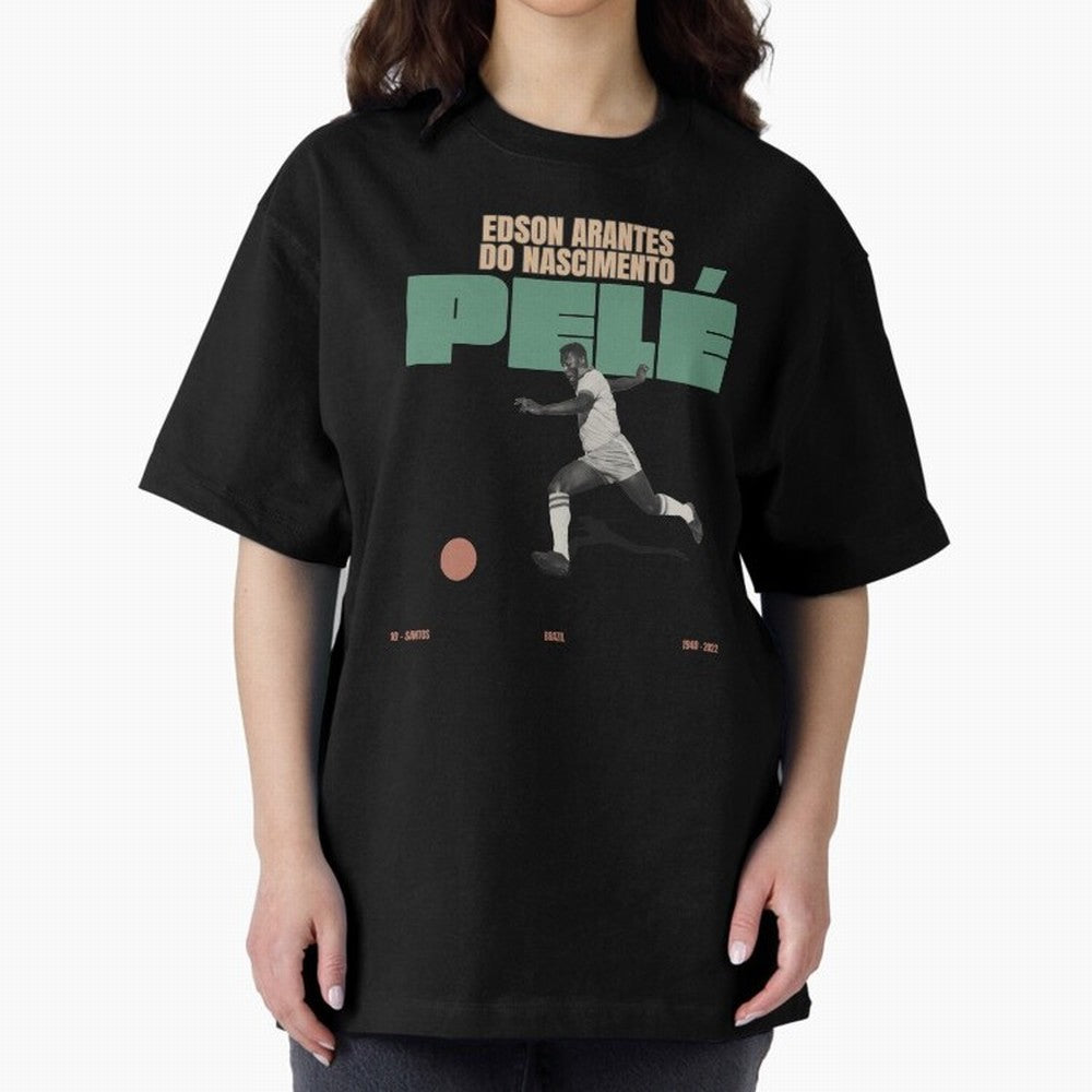 Pele Minimalist Oversized T-Shirt Celebrate FIFA World Cup 2026 Spirit, Connected to England, France and Netherlands, Neymar, Global Supporter Spirit, Legendary Goals, National Colors and Tournament Celebration; Great for Watch Parties, Sports