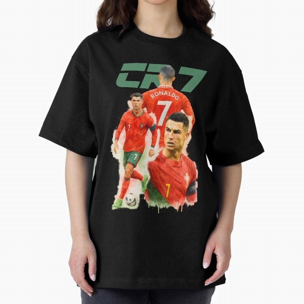 CR7 Cristiano Ronaldo illustration watercolour Oversized T-Shirt Honor the Football Icons of Match Day Hype around FIFA World Cup 2026 Group Stage, Mbappe, France, Global Supporter Spirit, Legendary Goals, National Colors and Tournament